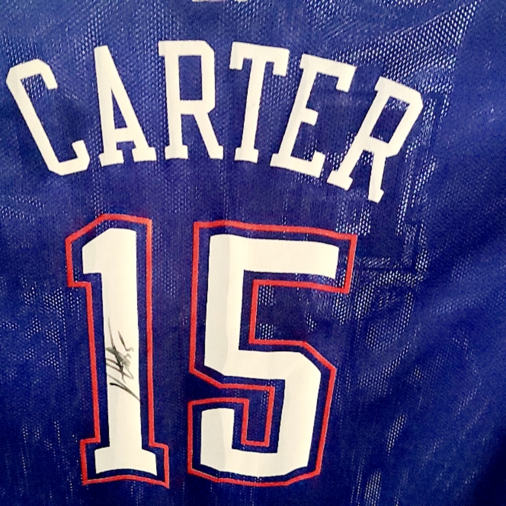 Authentic signed Basketball Jersey From All Star East Vince Carter number 15.